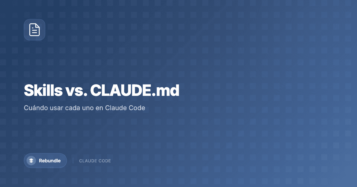 Diagrama mostrando Skills y CLAUDE.md en Claude Code con ejemplos de uso